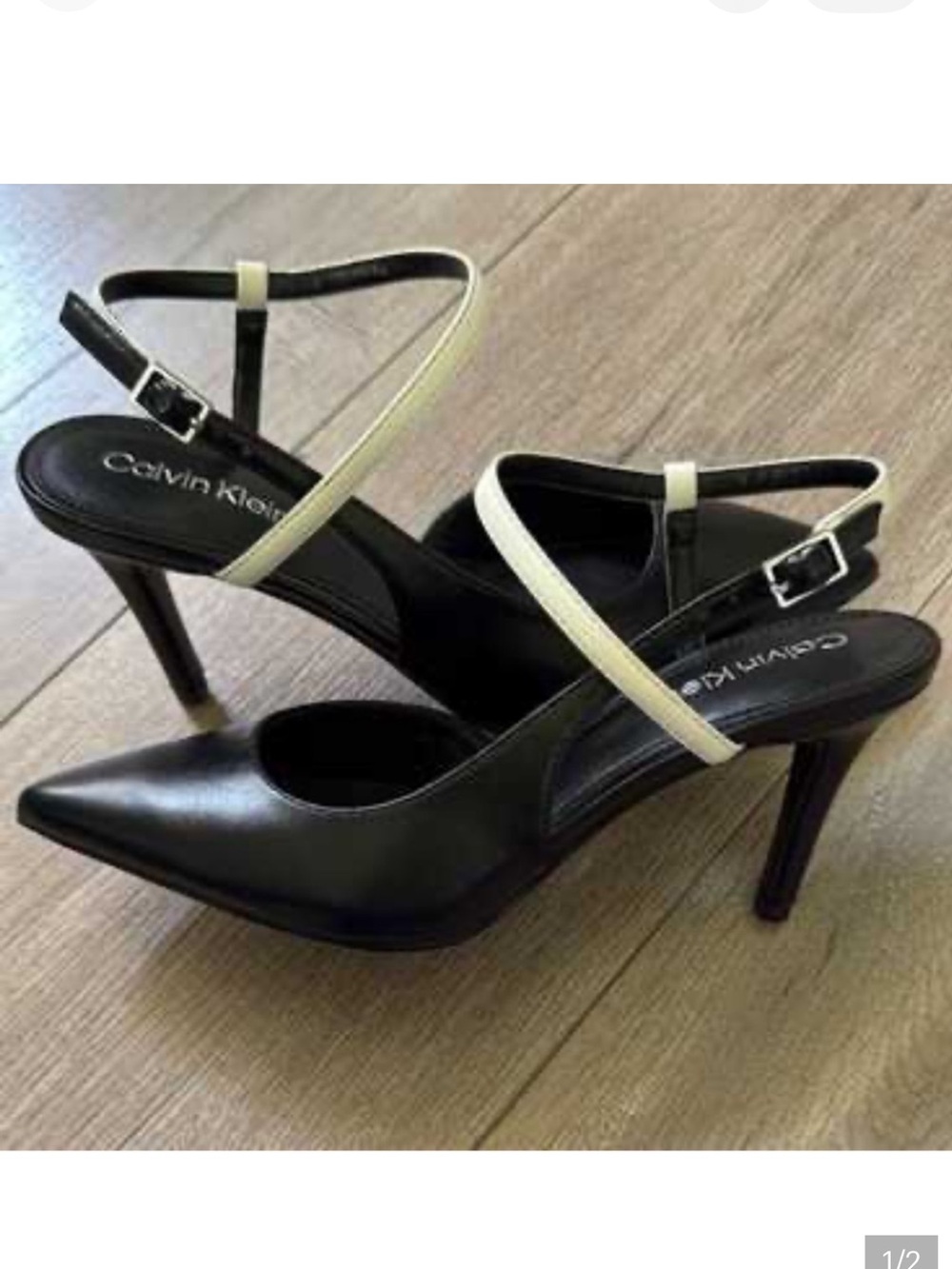 Calvin Klein Black and Cream Heels